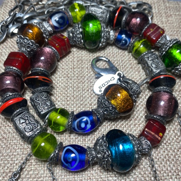 Chico's Lampwork Glass Chain Belt - Picture 1 of 8